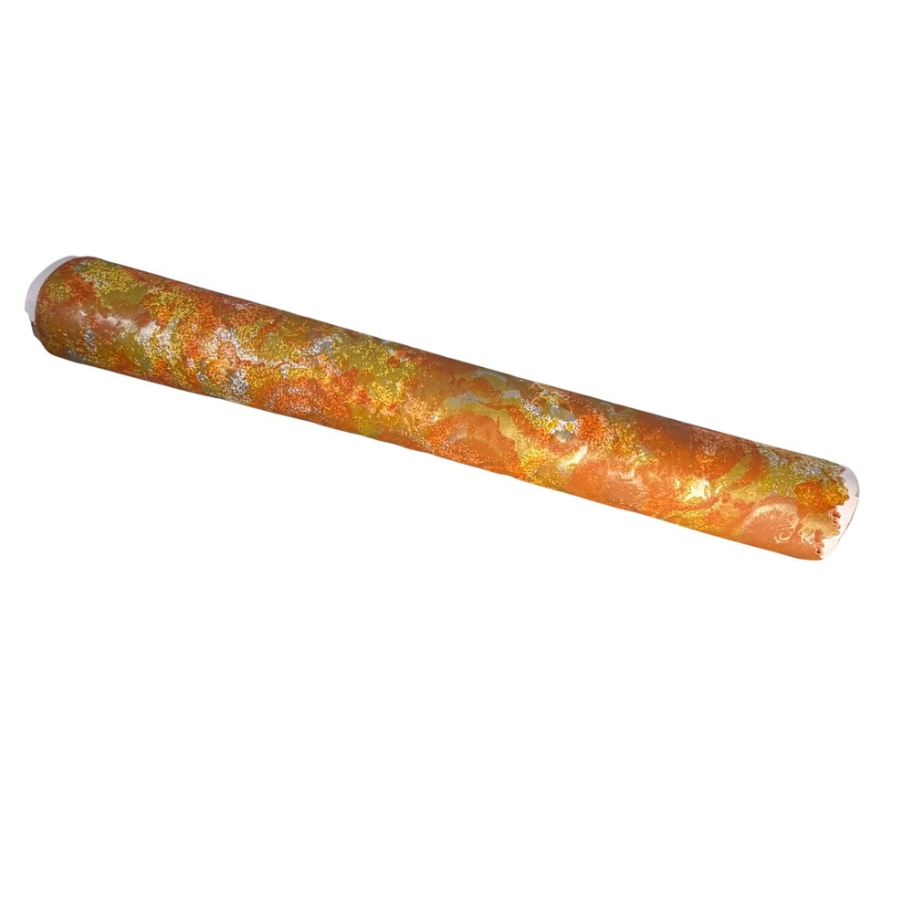 Vintage Psychedelic Wallpaper Roll 7x13 Orange Yellow Silver MCM Dollhouse Retro